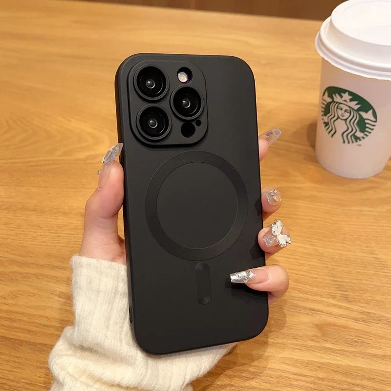 MagSafe Magnetic Wireless Charging Phone Case - Soft Silicone Protective Cover with Camera Lens Protection for iPhone 15 14 Plus 13 12 11 Pro Max