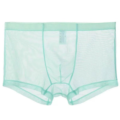 Transparent Ice Silk Men's Boxers - Low Waist See-Through Bulge Underwear