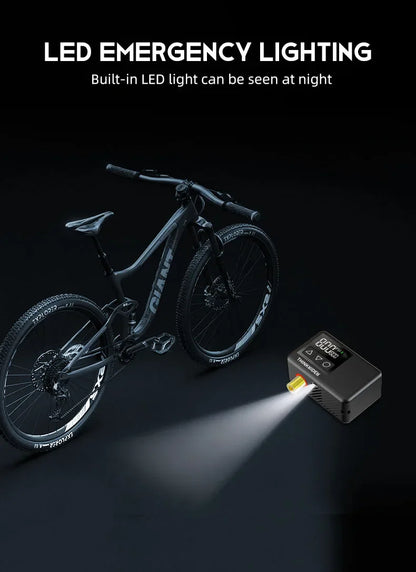 ThinkRider 120 PSI Mini Electric Bike Pump – Portable Tire Inflator with Digital Gauge Display
