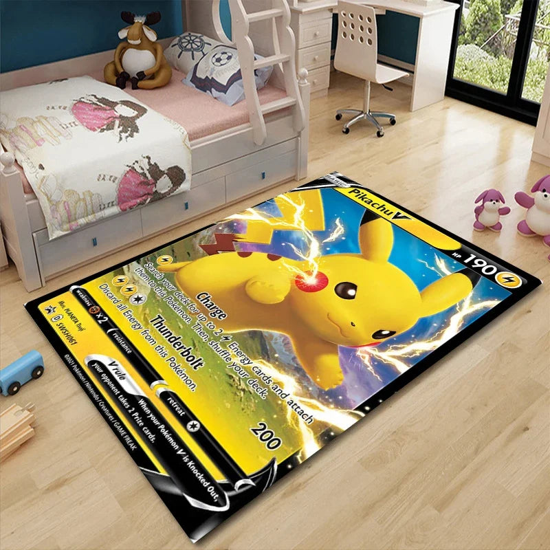 Pikachu Anime Area Rug - Non-Slip Pokemon Inspired Carpet for Living Room Kids Bedroom Home Decor