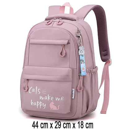 Teen Girls School Backpack | Pink Waterproof Bag for Primary & Middle School Students