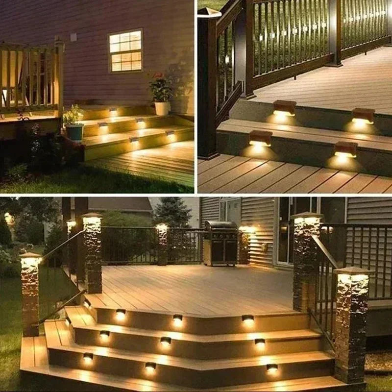 Solar LED Outdoor Garden Lights - Waterproof Step Deck Lamps for Stairs Patio Pathway & Landscape Decor