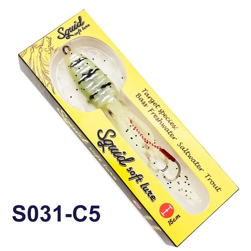 TEASER Silicone Fishing Lure - Luminous Octopus Squid Soft Bait Wobbler Jig for Sea Fishing