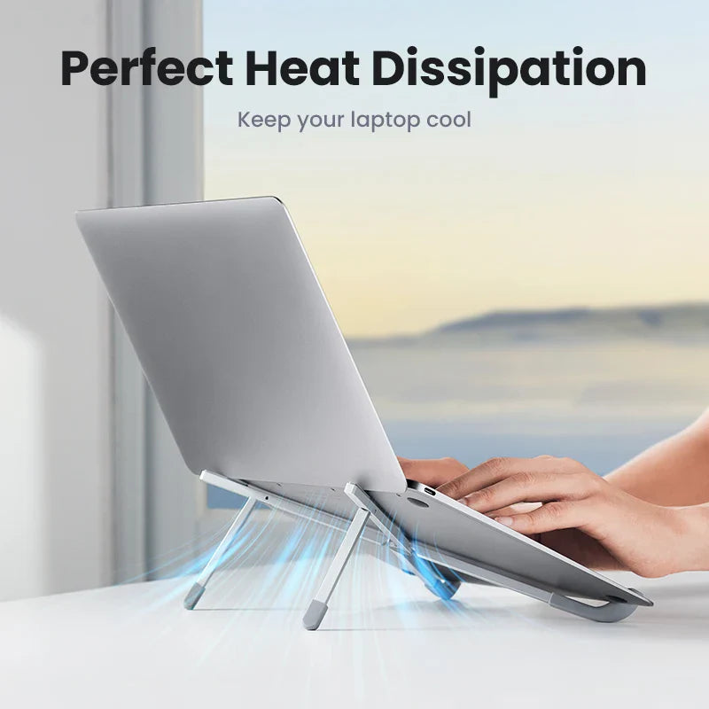 UGREEN Foldable Aluminum Laptop Stand - Vertical Notebook Holder for MacBook Pro Air, Tablet & Phone Support