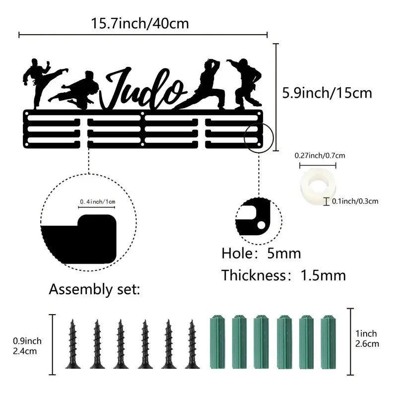 Cycling Medal Display Rack - Wall Mounted 12 Hook Holder Frame for 60+ Medals with 3 Row Storage Shelf