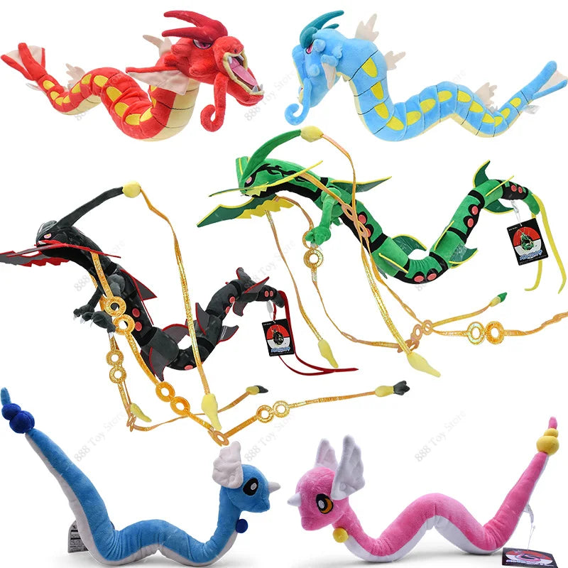 Hot Sale Pokémon Plush Toys – Mega Rayquaza, Gyarados, Dragonair, Mimikyu, Lucario, Horsea, Charizard Soft Stuffed Peluche for Kids Xmas Gift