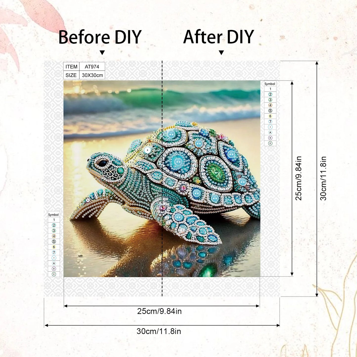 Turtle Diamond Art Kit - Special Shape Gemstone Painting Craft for Beginners Adults Home Wall Decor Gift