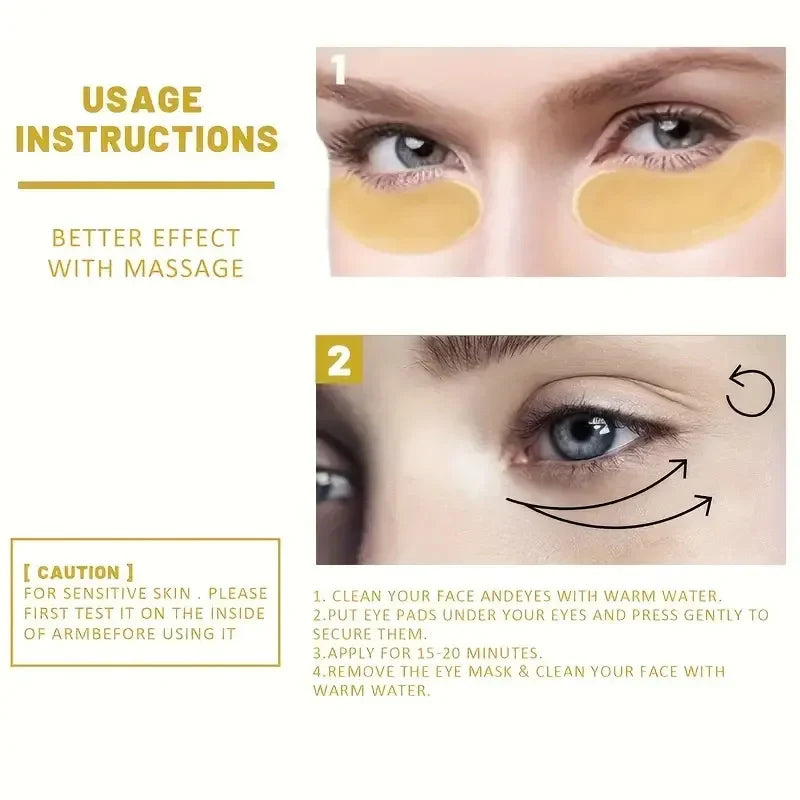 24K Gold Collagen Eye Mask Patches – Anti Dark Circles, Puffiness & Wrinkles Moisturizing Eye Care Treatment for Under Eyes Skin Repair