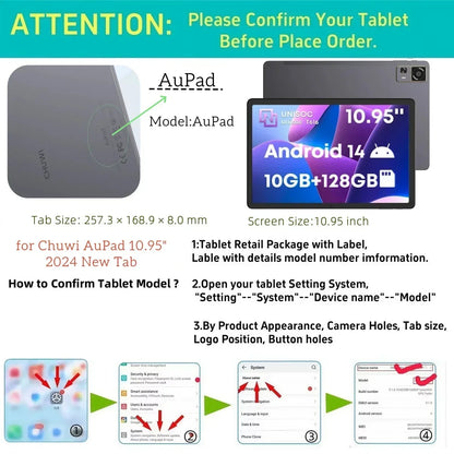 Chuwi AuPad 10.95″ Tablet PU Leather Case — Multi-Angle Stand with Auto Wake/Sleep for HiPad 11 (2024)