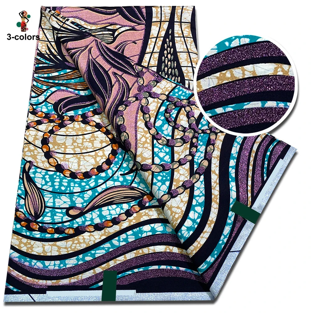 Super Glitter Golden Wax Fabric - Soft Cotton Ankara Batik with Flash Gold Print for Nigerian & African Fashion