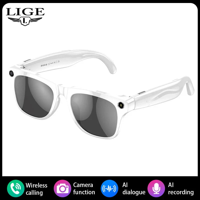 AI Smart Glasses with Camera — Bluetooth Calls, Voice Assistant, Navigation, Waterproof Smart Sports Wearable