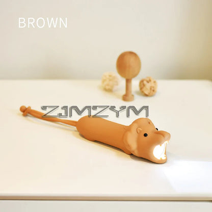 USB Rechargeable Animal LED Flashlight – Cute Soft Silicone Shark, Crocodile, Lion & Dog Portable Cartoon Lamp