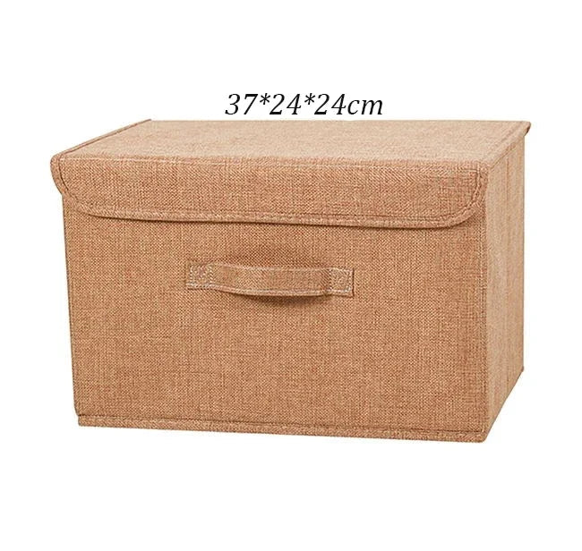 Washable Cotton Linen Folding Storage Box – CD, Toy & Laundry Organizer with Lid