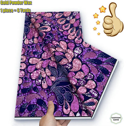 African Grand Golden Wax Fabric - Glitter Gold Ankara Pagne Batik Print Soft Cotton Fabric