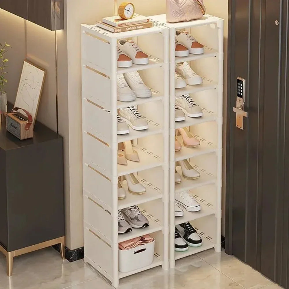 Multiple Layers Shoe Organizer - Space-Saving Rack for Wall Corner - Stackable Shelf with Adjustable Design