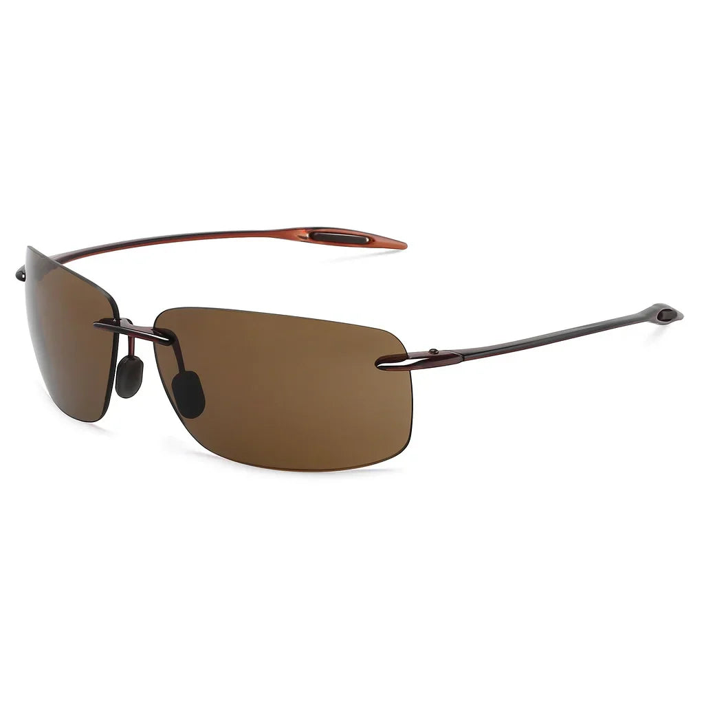 MAXJULI The Matrix Classic Polarized Sports Rimless Sunglasses – Ultralight Rectangle Frame for Men, Driving, UV400 Protection, Model MJ8009