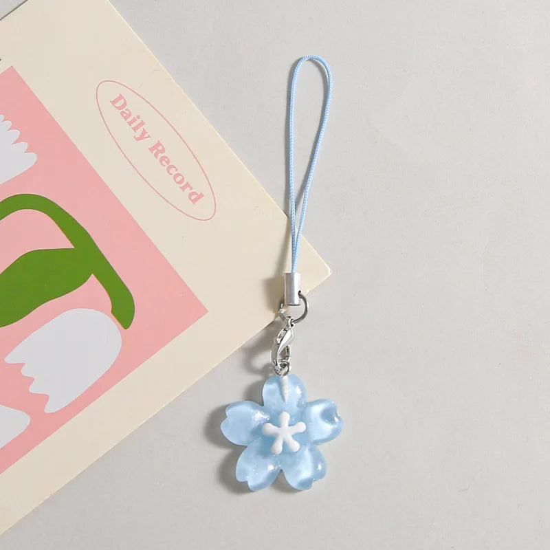 Colorful Resin Flower Phone Chain - Fresh Cute Transparent Key Pendant Bag Charm Accessory for Women & Best Friends