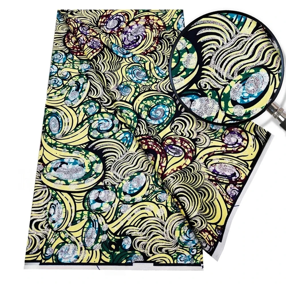 Original African Wax Print Fabric - 6 Yards 100% Cotton Nigerian Ankara Sewing Material for Women’s Dresses