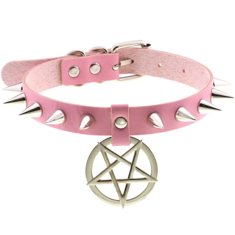 Harajuku Cosplay Rivet Star Punk Rock Gothic Collar — Sexy PU Leather Heart Cross Spike Choker Jewelry for Women