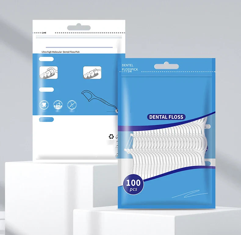 200PCS Dental Floss & Plastic Toothpicks - One-Time Cleaning for Dental Gaps and Oral Care"