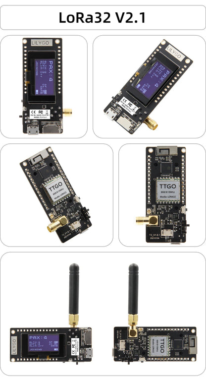 LILYGO TTGO Meshtastic LoRa32 ESP32 Development Board — SX1276/1278 Module 433/868/915MHz with 0.96" OLED, Low Power LoRa Module