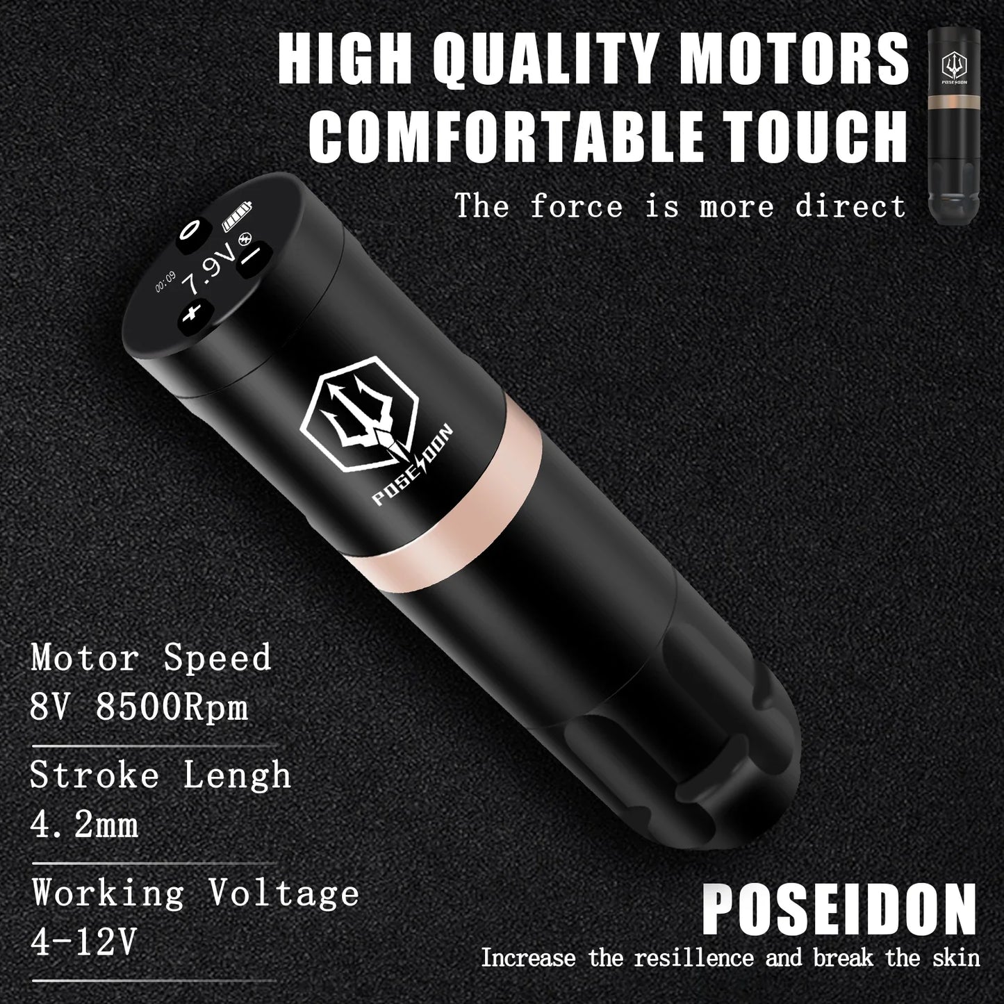 POSEIDON Wireless Rotary Tattoo Pen Set – High-Quality Coreless Motor Machine Kit for Professional Tattoo Artists