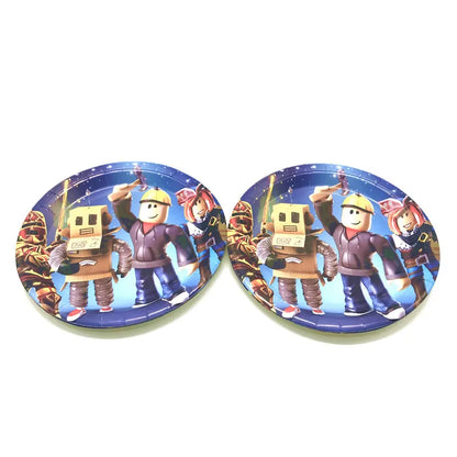 Hot Robot Roblox Kids Party Supplies Set – Disposable Tableware with Paper Plates, Cups, Balloons for Birthday & Baby Shower Decorations