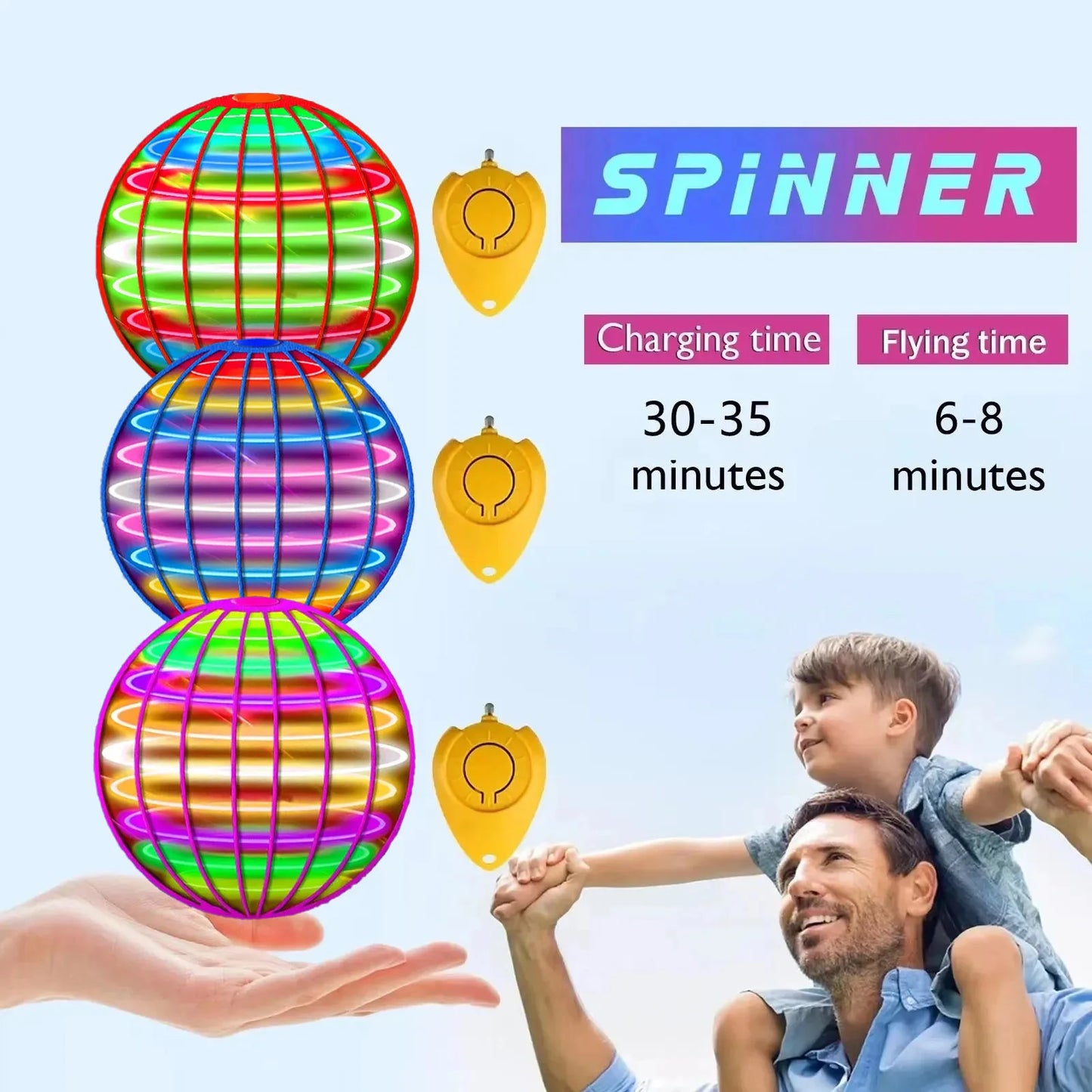 Flying Boomerang Ball with LED Lights – Magic Hover Flyorb Drone Spinner Toy for Kids Gifts