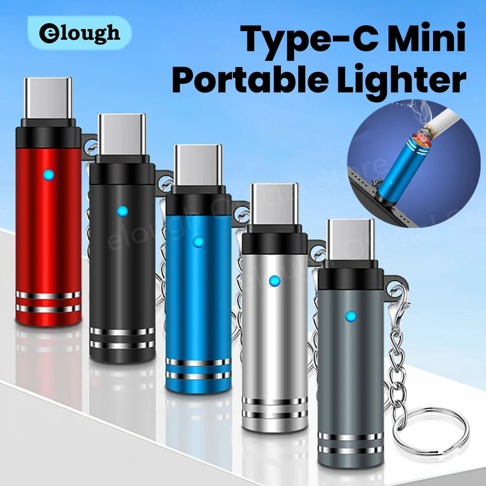 Mini Type C Electric Lighter - USB C Rechargeable Windproof Outdoor Lighter Adapter for iPhone 17 Pro