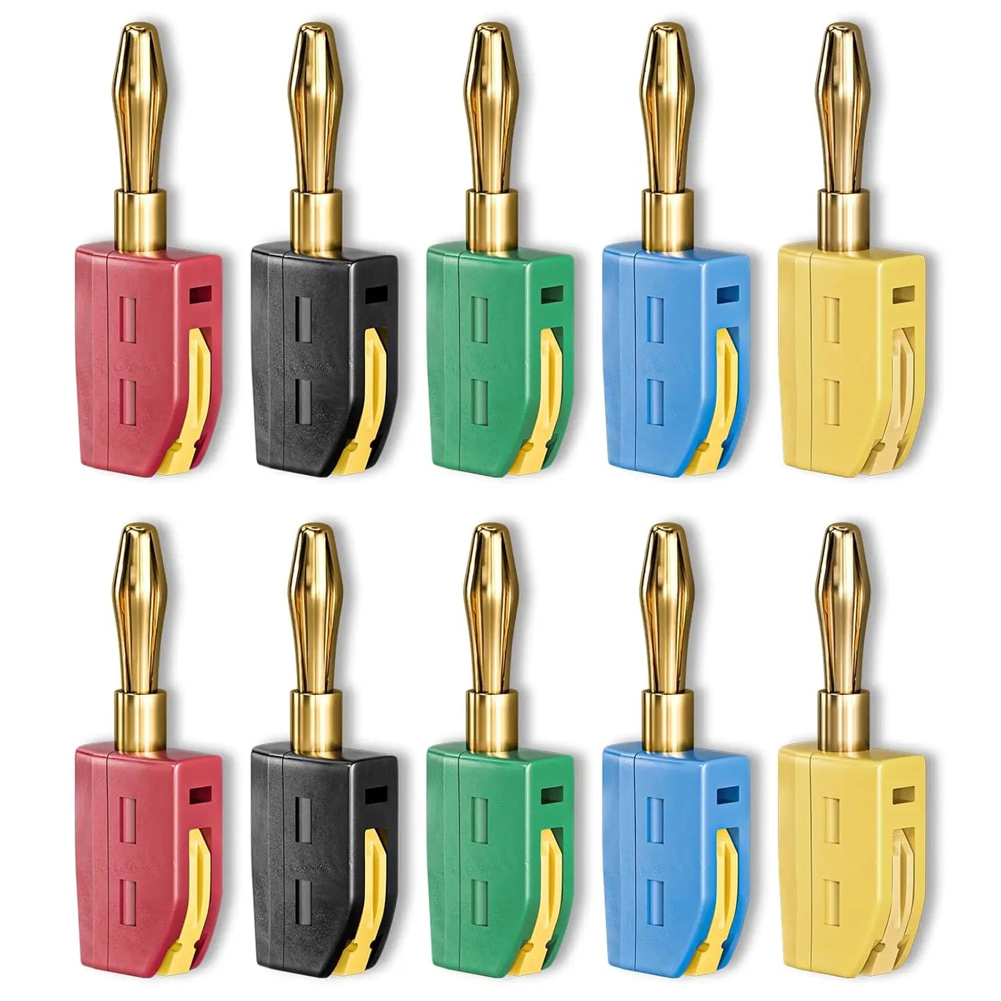 4mm Banana Plug Connectors - Gold Plated 32A High Current Quick Connect Terminals 10PCS Set