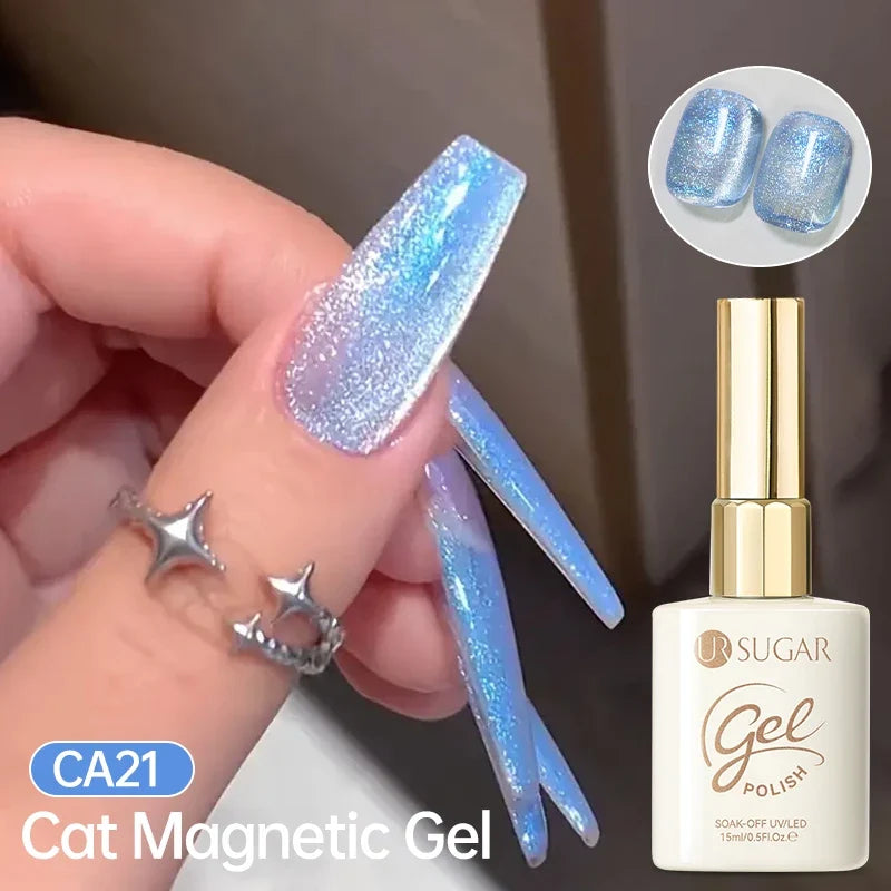 UR SUGAR Jelly Pink Cat Magnetic Gel Nail Polish 15ml - Glitter Ice Effect Soak Off UV LED Semi-Permanent Manicure Gel