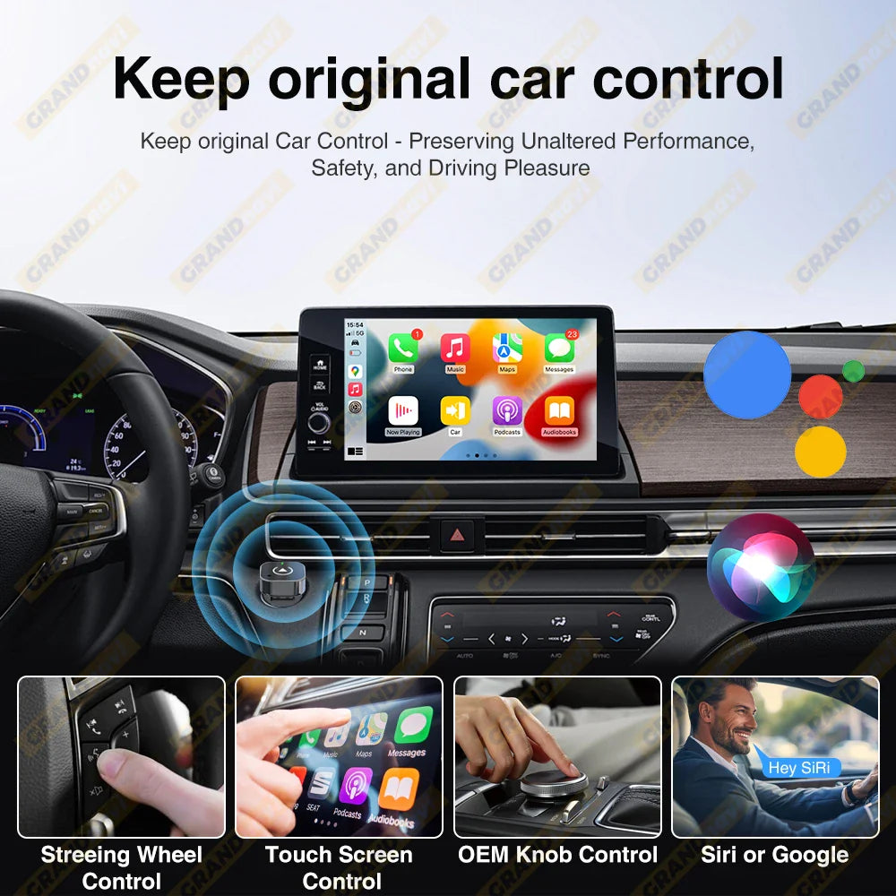 2-in-1 Wired to Wireless CarPlay & Android Auto Adapter — USB Plug & Play with Bluetooth for OEM Car Stereo