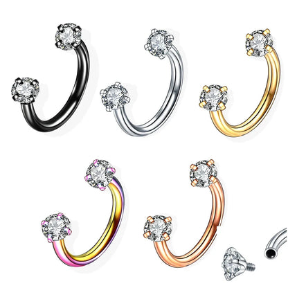 Stainless Steel Crystal Hoop Piercing – Nose, Ear, Belly Ring for Women & Men, Cartilage Helix Daith Jewelry