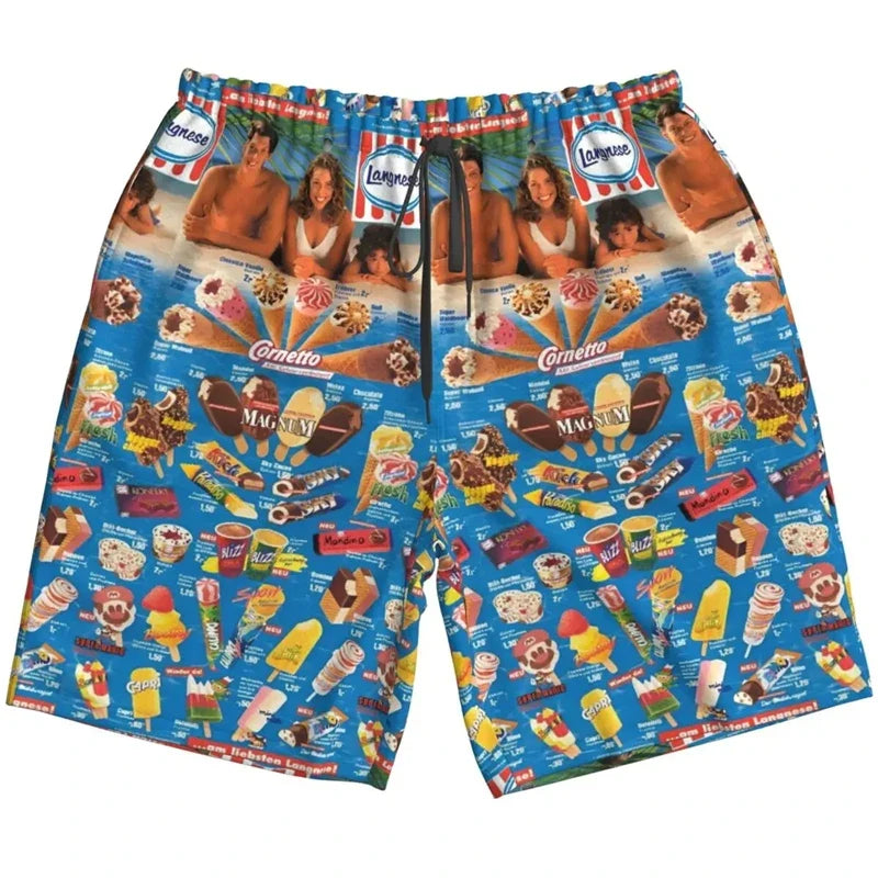 Men’s Ice Cream Hawaiian Shirt - Summer Beach Print Short Sleeve Casual Top with Original Design