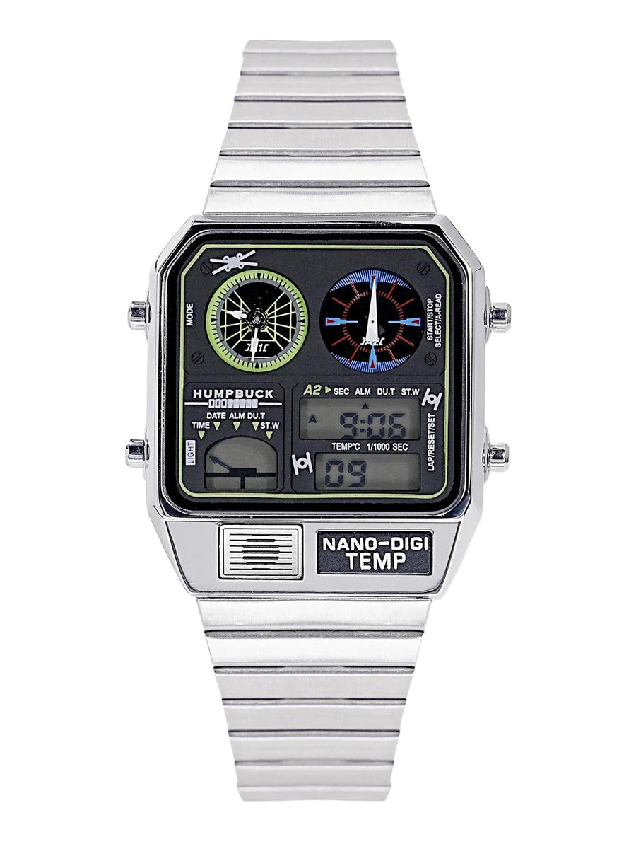 HUMPBUCK Men’s Digital Watch – Multifunctional Classic Wristwatch with Temperature, Stopwatch, Dual Time & Calendar