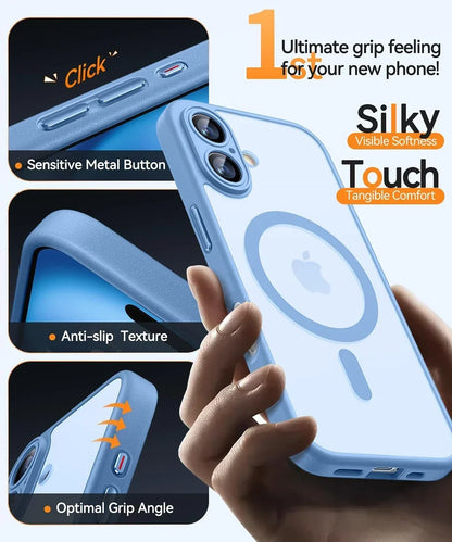 Magnetic Matte Translucent Armor Case – Shockproof Cover for iPhone 17, 16, 15, 14, 13, 12, 11 Pro Max Plus with MagSafe Wireless Charging