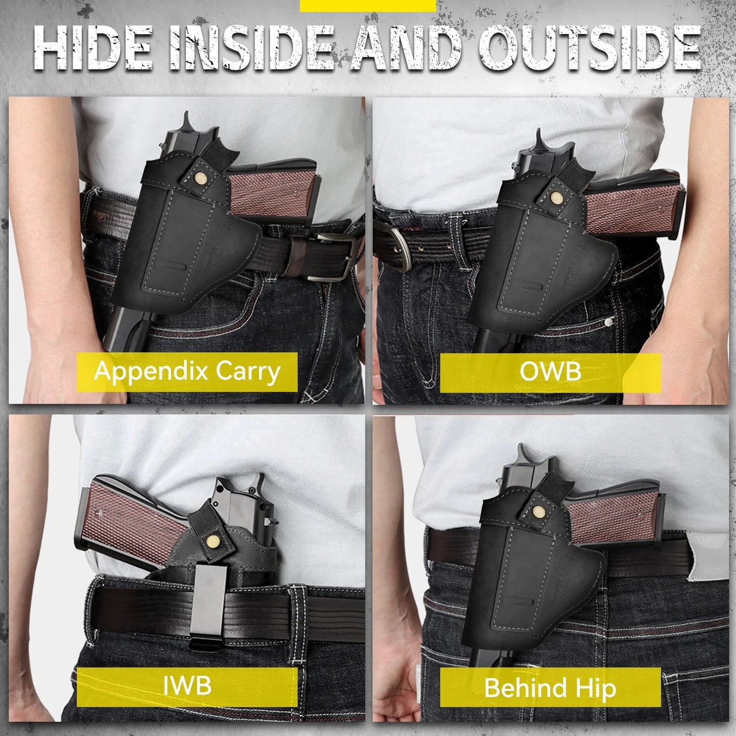 IWB/OWB Leather Holster for Glock & Taurus Pistols – Concealed Carry Gun Holster for Multiple Models