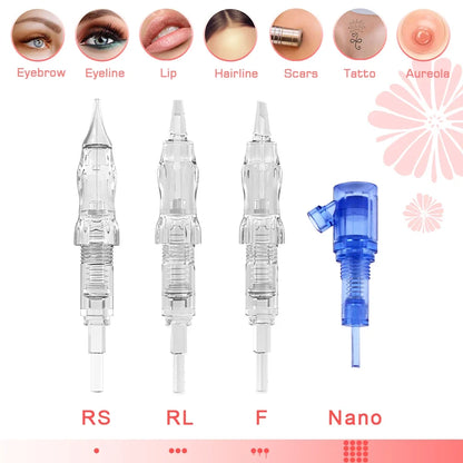 BMX Permanent Makeup Needle Cartridges - 10pcs PMU Tattoo Needles for Eyebrow Eyeliner Lip Microblading Machines