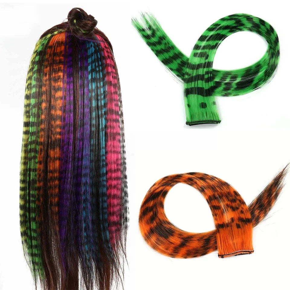 Colorful Feather Hair Extension - Clip-In Synthetic Hairpiece for Women Cosplay Y2K Style