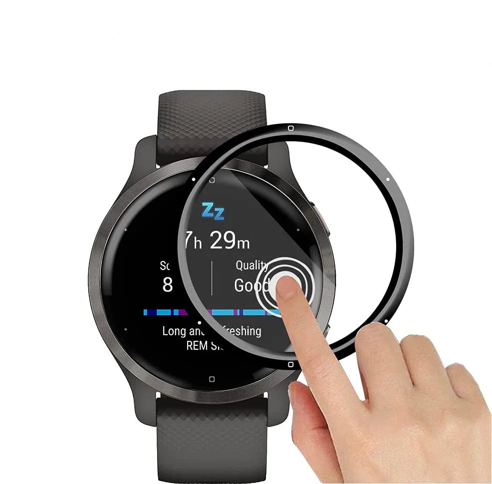 3D Curved Screen Protector Film – Clear TPU Full Cover for Garmin Venu 2 Plus, Venu 2S, Vivoactive 4/4S