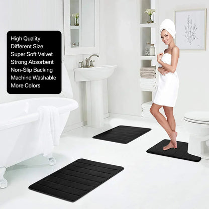 Super Absorbent Memory Foam Bath Mat - Non-Slip Bathroom Rug for Bathtub, Shower, and Toilet