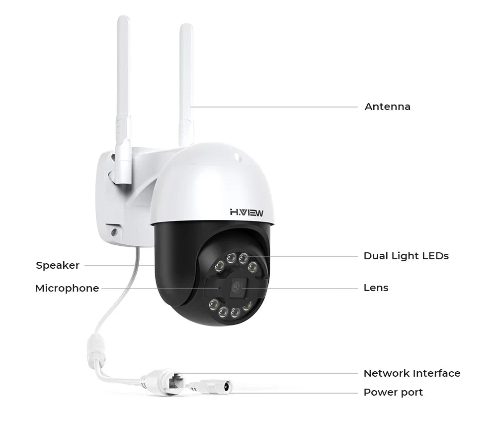 H.View 8CH 5MP Wireless WiFi Security Camera System — CCTV NVR Kit with Indoor/Outdoor Cameras & Two-Way Audio XMEye