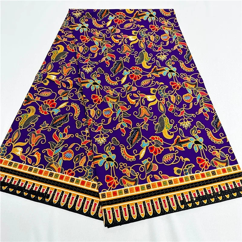 6 Yards African Real Wax Ankara Fabric - 100% Cotton Party Dress Print