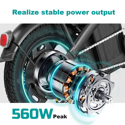 Folding Electric Bike - 560W Motor 48V Removable Battery 20 MPH Speed with 32 Miles Range