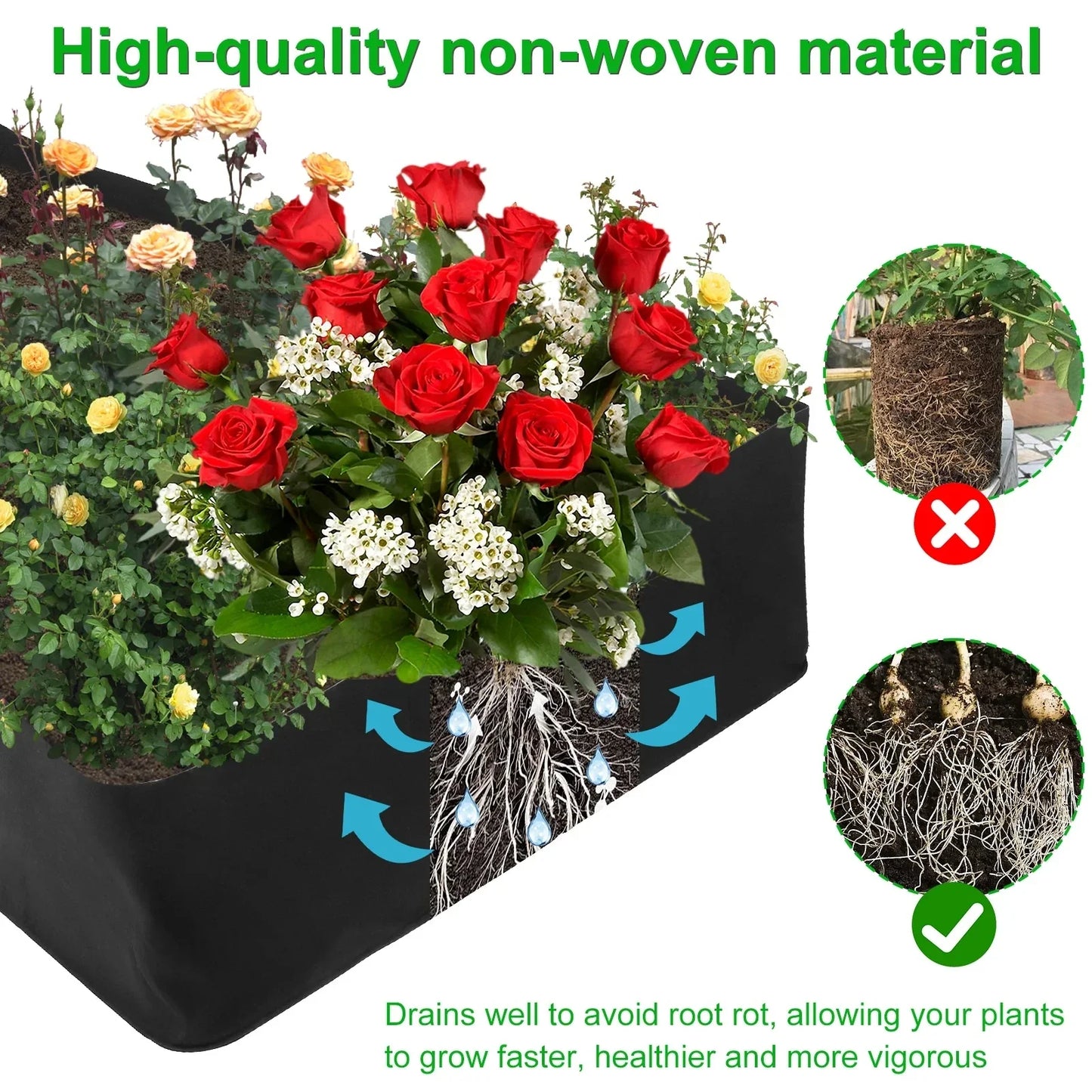 Reusable Fabric Garden Bags: Portable Rectangle Grow Bag for Planting Bed, 4/8 Grids - Large Vegetable Planting Bag for Yard