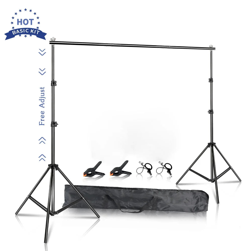 Photography Backdrop Stand Kit - Adjustable Photo Studio Background Support System with Carry Bag for Green Screen & Backdrops