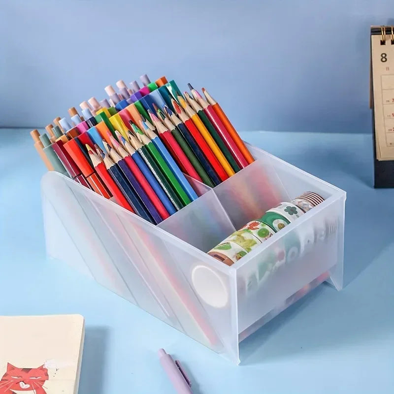 Pen Holder Desk Organizer - Pencil, Pen & Stationery Storage Tray for Home, School & Office