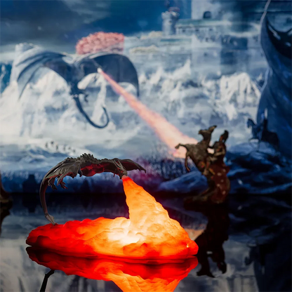 3D Printed Fire Dragon LED Lamp - USB Rechargeable Desktop Light for Gaming, Camping, Mystery Games & Kids Gifts
