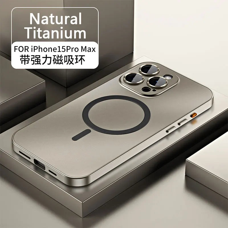 Aluminum Metal Frame Magnetic Case - MagSafe Wireless Charging Cover with Lens Protection for iPhone 12, 13, 14, 15, 16 & 17 Pro Max