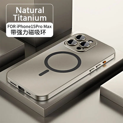 Aluminum Metal Frame Magnetic Case - MagSafe Wireless Charging Cover with Lens Protection for iPhone 12, 13, 14, 15, 16 & 17 Pro Max